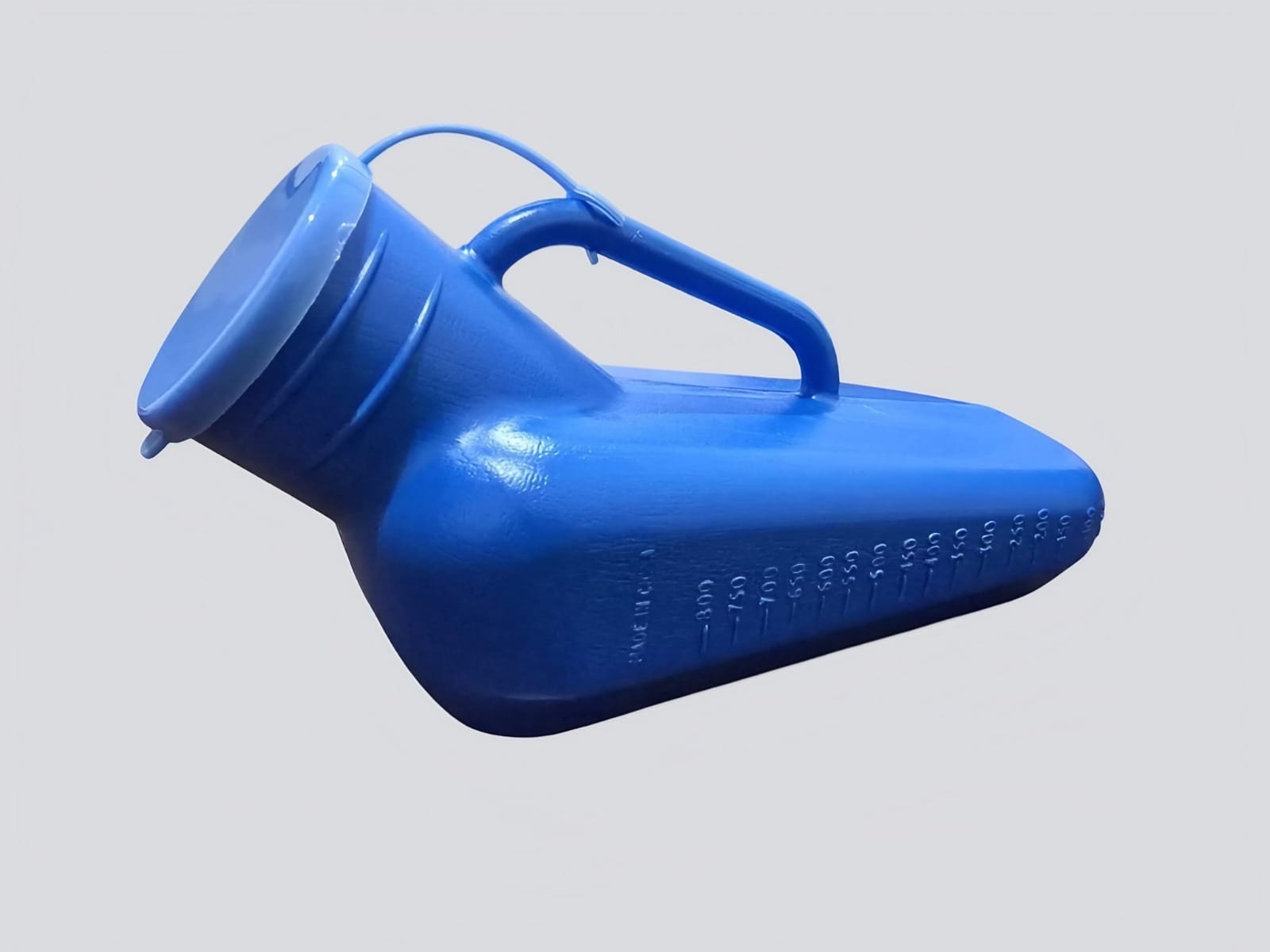 Male Urinal Bottle 1000ml with Lid 6 Rear view of blue portable urinal bottle with rounded base